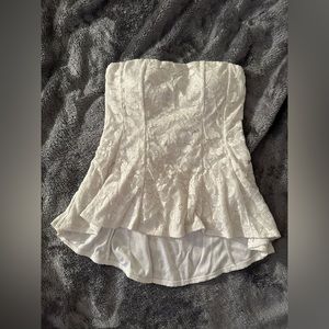 White Lace Ruffle Top